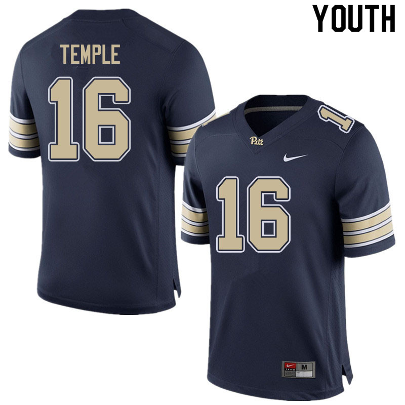 Youth #16 Nate Temple Pitt Panthers College Football Jerseys Sale-Home Navy